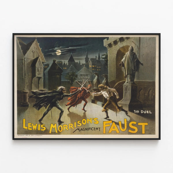 Lewis Morrison's Magnificent Faust - Nocturnal Duel Poster — framed artwork on a wall