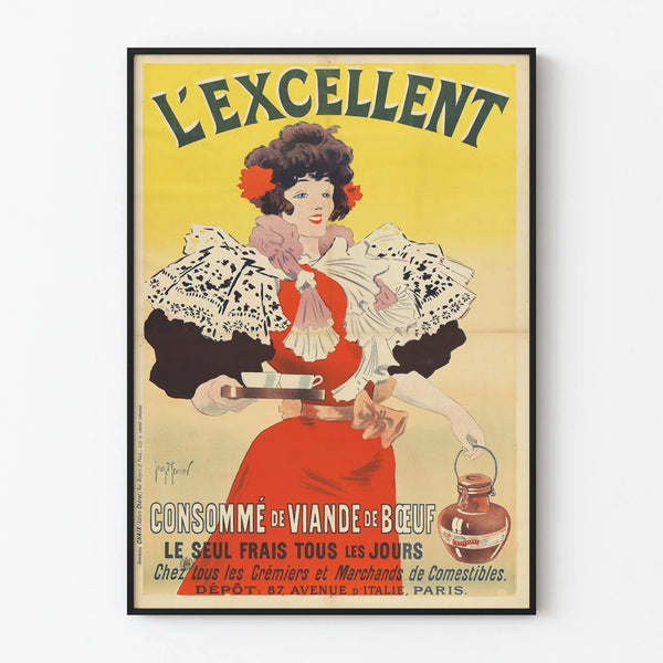 Vintage Poster L'Excellent Consommé de Viande de Bœuf – Retro Wall Decoration