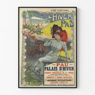 Vintage poster Winter in Pau - Winter Palace and shows