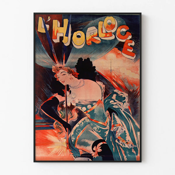 Vintage poster L'Horloge for elegant wall decoration