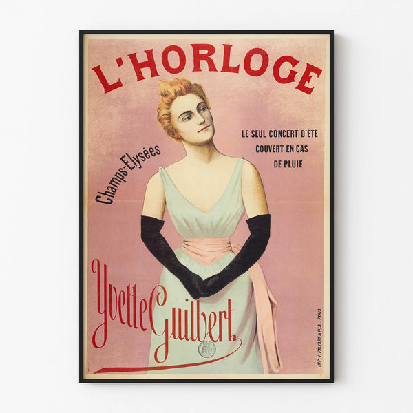 Vintage Poster The Clock with Yvette Guilbert - Chic Wall Decoration