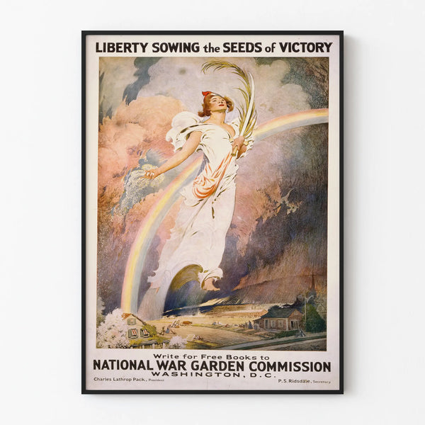 Vintage poster Liberty sowing the seeds of victory - patriotic wall decoration