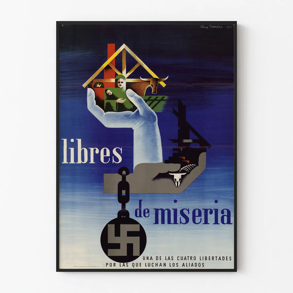 Vintage poster 'Libres de miseria' - Inspiring wall decoration