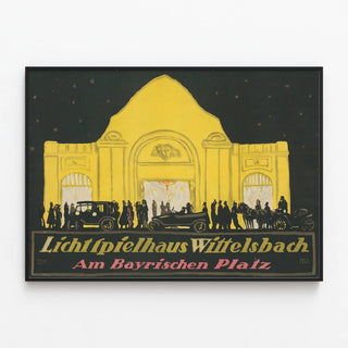 Vintage poster Lichtspielhaus Wittelsbach at Bayrischer Platz — framed artwork on a wall