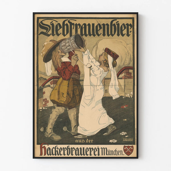 Vintage Poster Liebfrauenbier Hackerbrauerei Munich