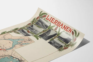Vintage poster of Lierbanen with map and panoramic photos
