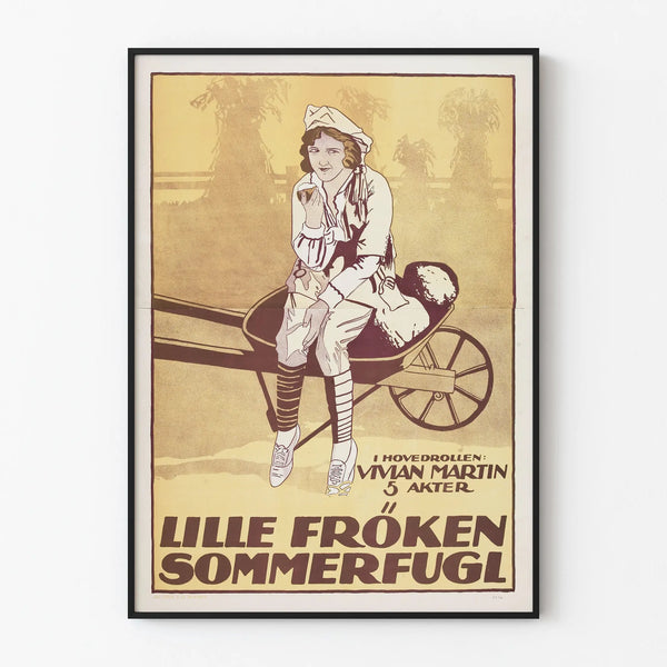Vintage Lille Poster Fröken Sommerfugl Wall Decoration