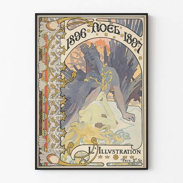 Vintage Christmas Poster 1896 by Alphonse Mucha