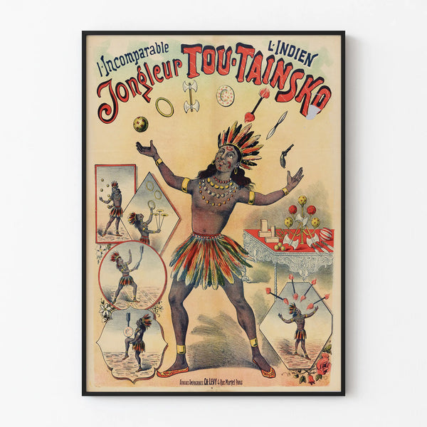 Vintage poster of Indian juggler Tou-Taïnsko - Retro wall decoration