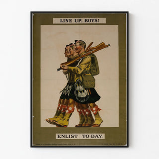 Vintage military poster Line Up Boys in kilt