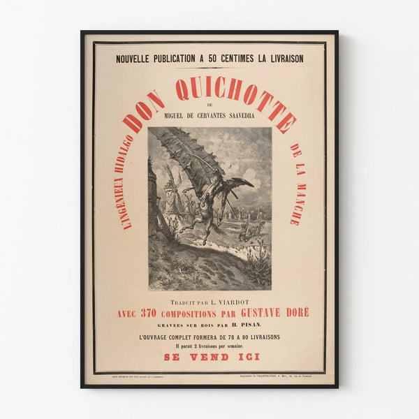 Vintage poster of Don Quixote of La Mancha illustrated by Gustave Doré