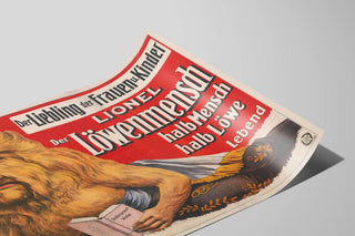 Vintage poster of Lionel Löwenmensch, half-man half-lion — artwork view