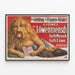 Vintage poster of Lionel Löwenmensch, half-man half-lion — framed artwork on a wall