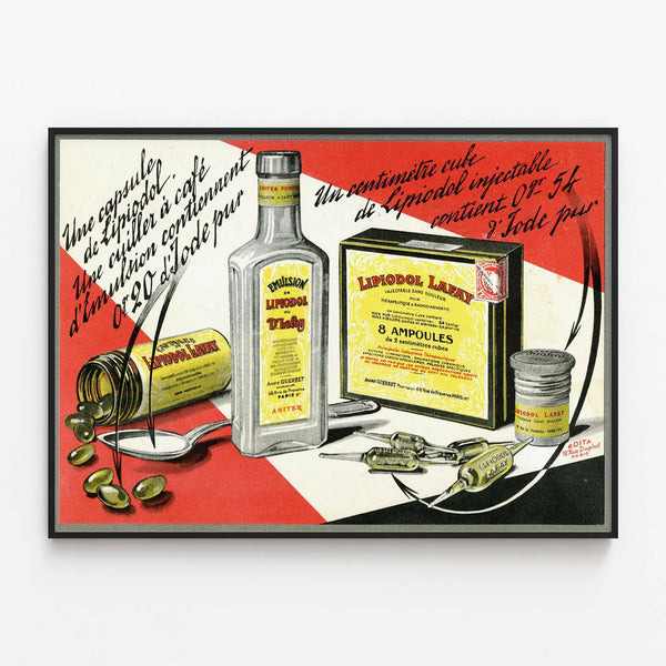 Vintage Lipiodol Lafay advertising poster wall decoration — framed artwork on a wall