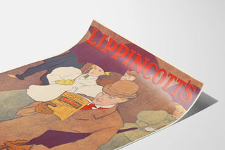 Vintage poster for Lippincott's April lecture under umbrella