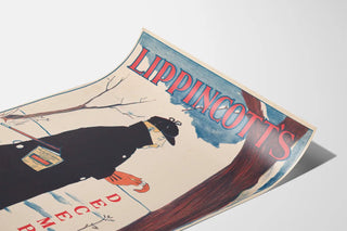 Vintage poster Lippincott's December - Illustration of a man in winter