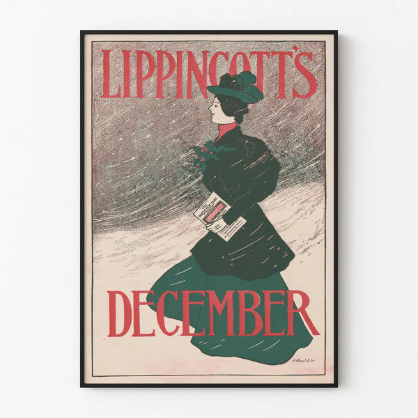 Vintage poster Lippincott's December - retro wall decoration