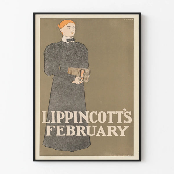 Vintage poster Lippincott's February for wall decoration