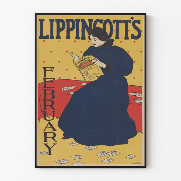 Vintage poster Lippincott's February - Retro wall decoration