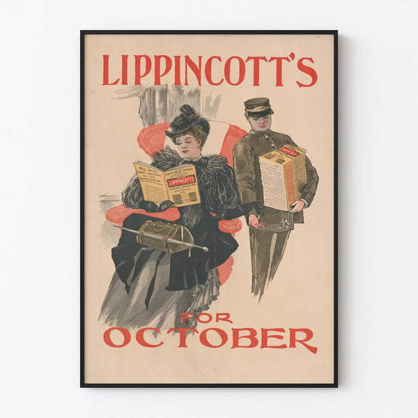 Vintage poster Lippincott's for October - Retro wall decoration
