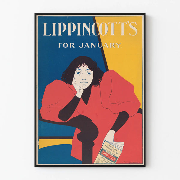 Vintage poster Lippincott's for January - Elegant wall decoration