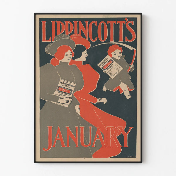 Vintage poster Lippincott's January for wall decoration