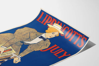 Vintage Poster Lippincott’s July 1896 Woman on Bicycle