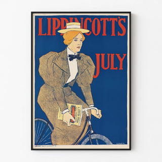 Vintage Poster Lippincott’s July 1896 Woman on Bicycle
