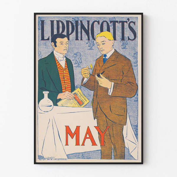 Vintage poster Lippincott's May - Elegant retro wall decoration