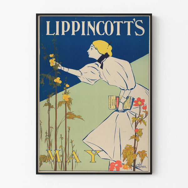 Vintage Poster Lippincotts May - Floral Wall Decoration