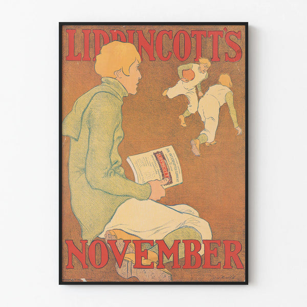 Vintage poster Lippincott's November - Retro sports wall decoration