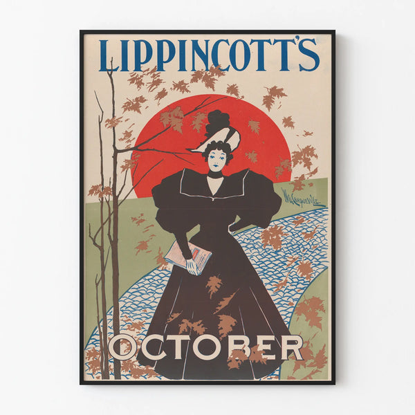Vintage poster Lippincotts October - Autumn wall decoration
