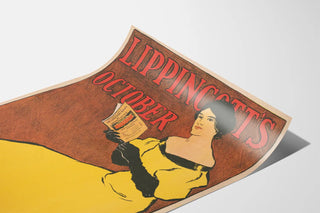 Vintage poster Lippincott's October with woman in yellow dress