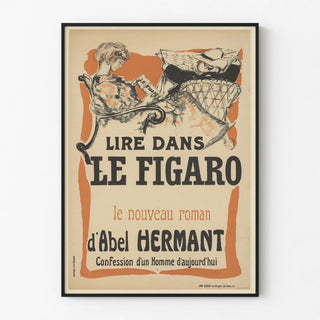 Vintage Poster Reading in Le Figaro - Novel by Abel Hermant