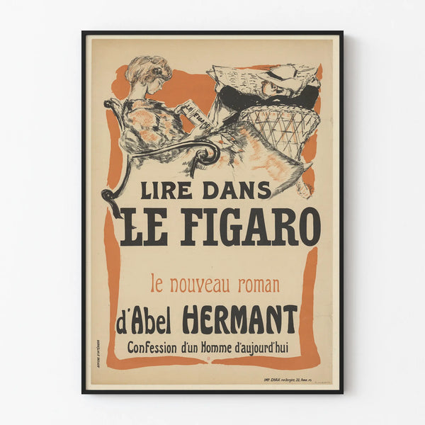Vintage Poster Reading in Le Figaro - Novel by Abel Hermant