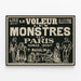 Vintage Poster The Monsters of Paris - Read in The Illustrated Thief — framed artwork on a wall