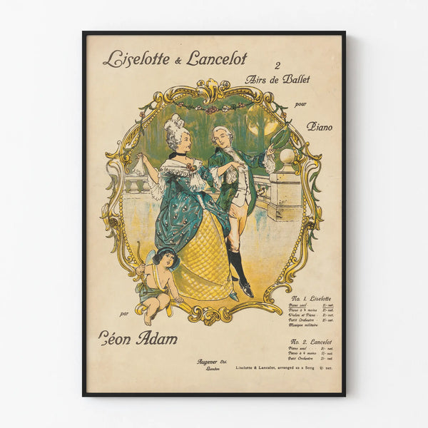 Vintage decorative poster Liselotte & Lancelot ballet scenes for piano
