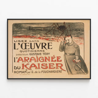 Vintage Poster Read in The Work - The Kaiser's Spider — framed artwork on a wall