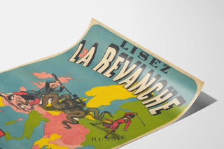 Vintage Poster The Revenge - Map of Europe and Military Caricature