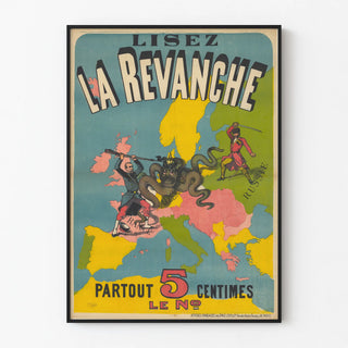 Vintage Poster The Revenge - Map of Europe and Military Caricature