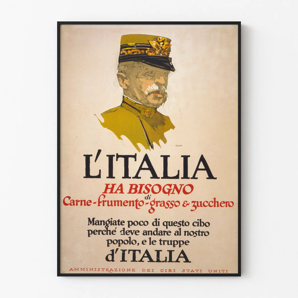 Vintage Italian Poster on Military Food Economy