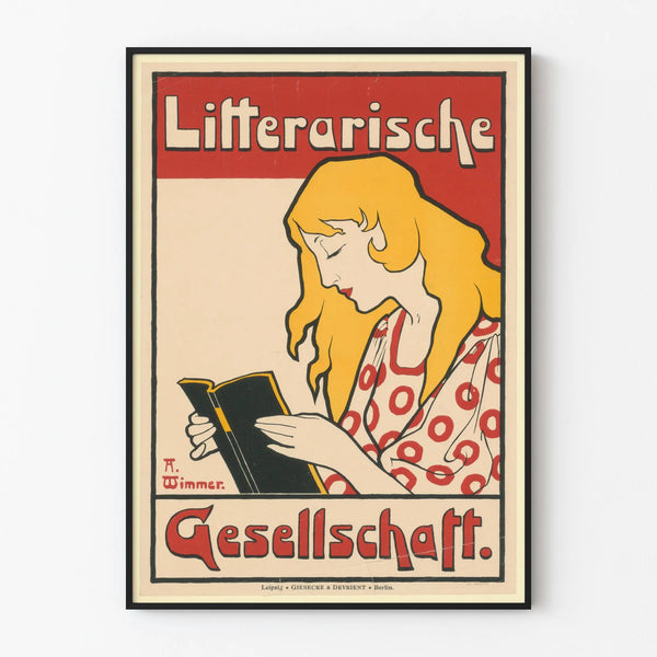 Vintage decorative poster Literary Society female lecture