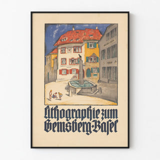 Decorative Art Poster Lithograph Zum Gemsberg Basel