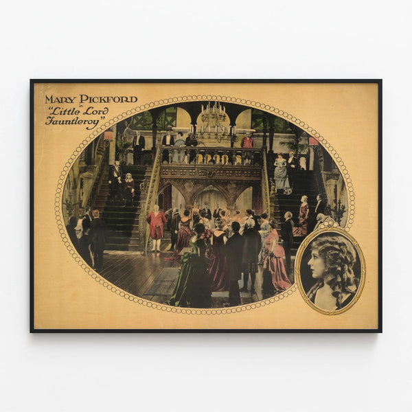 Vintage poster of Little Lord Fauntleroy with Mary Pickford — framed artwork on a wall
