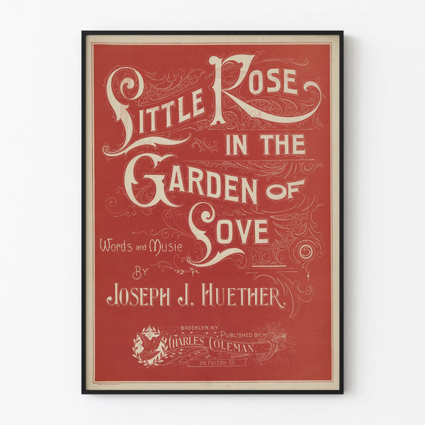 Vintage Poster Little Rose in the Garden of Love - Retro Wall Decoration