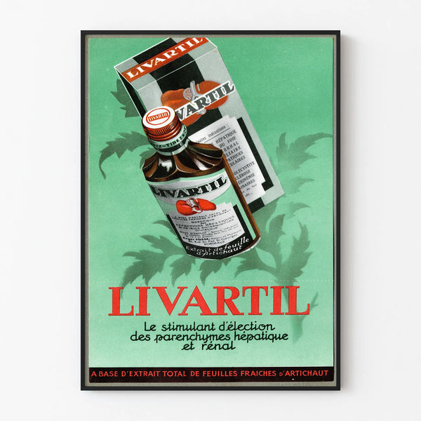 Vintage Livartil Poster - Artichoke leaf extract for the liver