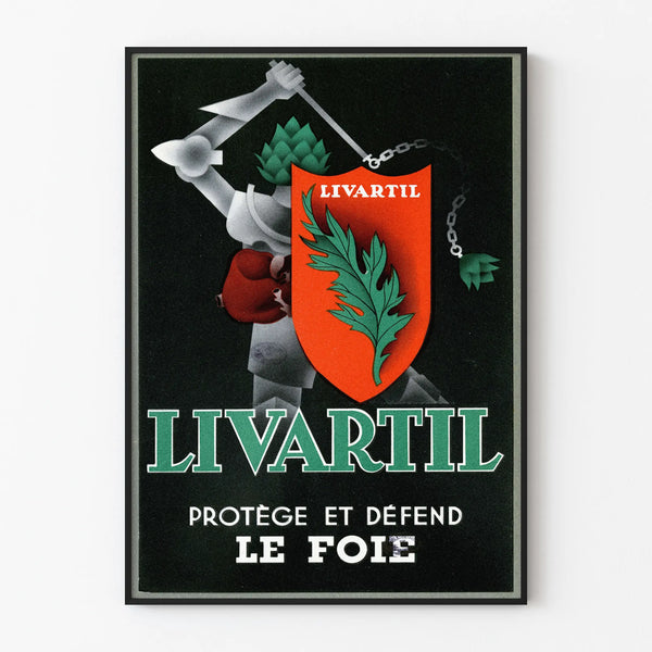 Vintage Livartil poster for liver protection – health wall decoration