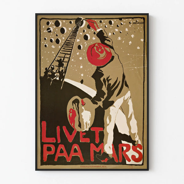 Vintage Poster 'Livet Paa Mars' in Pictorial Graphic Style