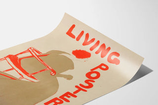 Vintage Living Posters poster with feminine silhouette and red chair