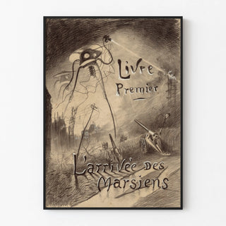 Vintage illustrated poster The arrival of the Martians